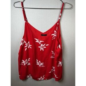 NWOT Red Floral Camisole Tank Womens L Beach Travel Island Resort Summer Top